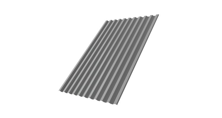 Профнастил С21R 0.45 PE цвет RAL 9006 бело-алюминиевый