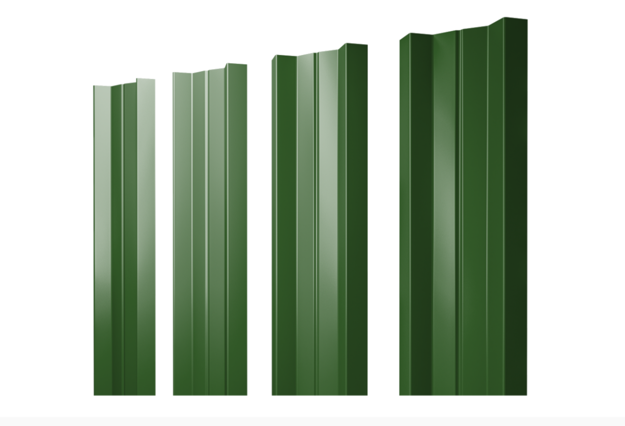 Штакетник М-образный A с прямым резом 0.45 PE RAL 6002 лиственно-зеленый