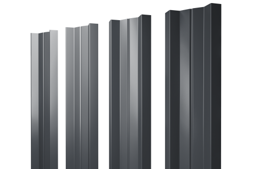 Штакетник М-образный А с прямым резом 0.4 PE RAL 7024 мокрый асфальт