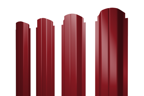 Штакетник П-образный А фигурный 0.45 PE RAL 3003 рубиново-красный