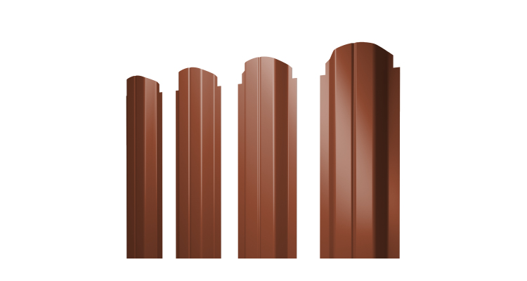 Штакетник П-образный А фигурный 0,5 Satin RAL 8004 терракота